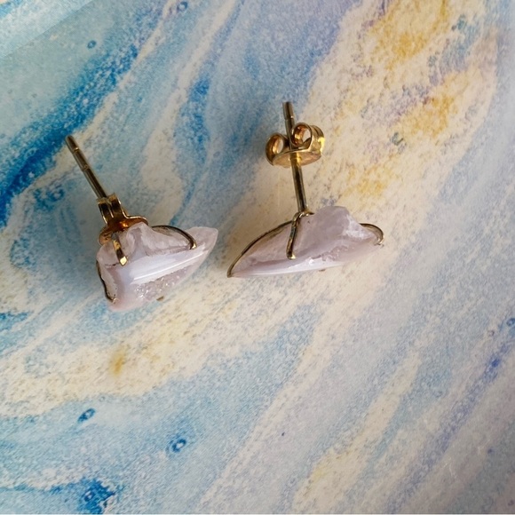 Stunning gold plated sliced agate earrings - Picture 5 of 5